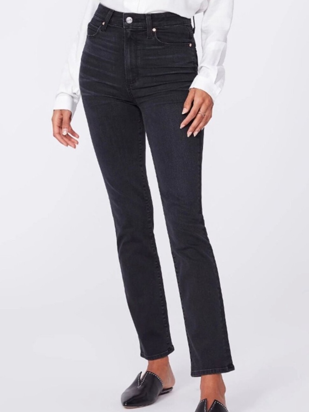 PAIGE 23 Cindy Straight Leg Jeans Black Willow Denim Pants
